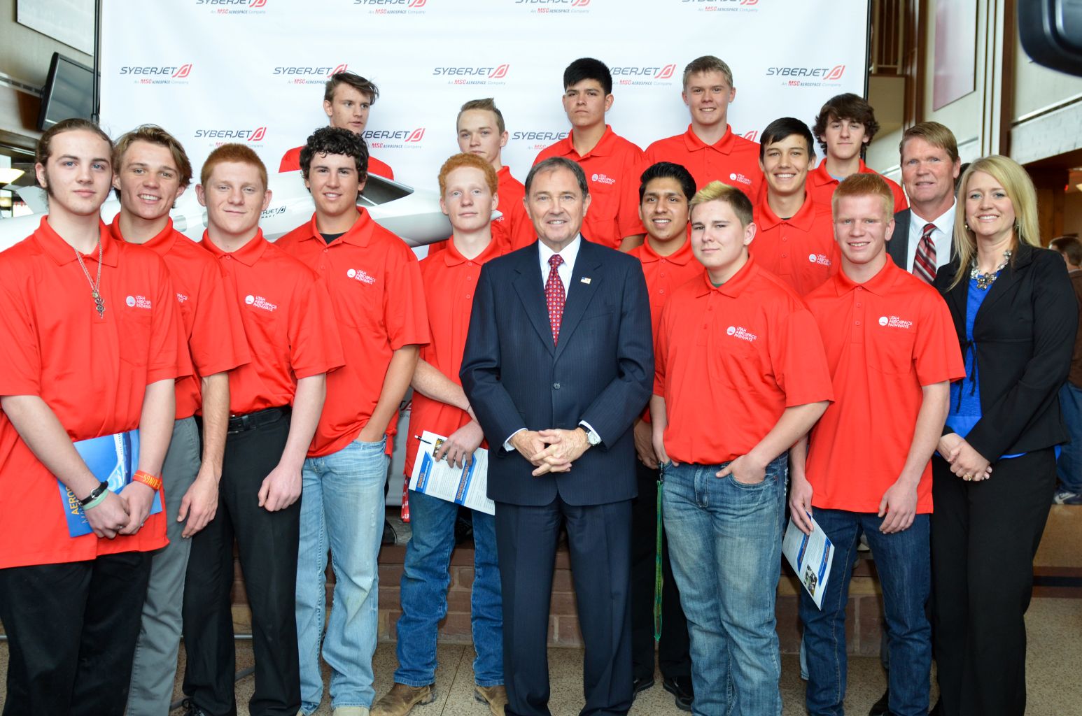 Megen with Governor Herbert and Utah Aerospace Pathways students